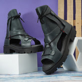 Women's ankle boot with in midnight leather OF-6406